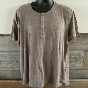 John Varvatos Henley Ink Splatter Print Shirt Greige Size XXL (H1)